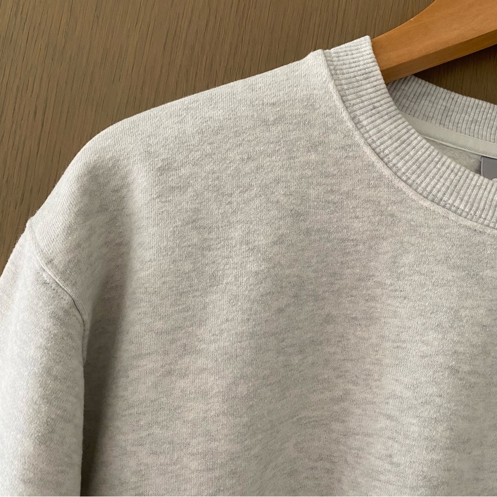 Aritzia Tna cozy fleece boyfriend crew sweatshirt heather light grey - Picture 3 of 6